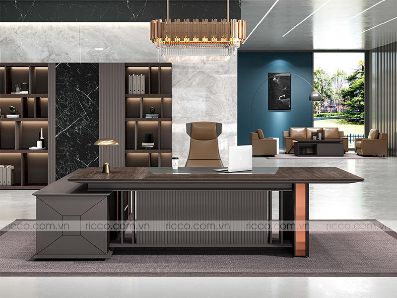 bàn làm việc lãnh đạo, bàn làm việc giám đốc hình chữ L lịch sự, sang trọng và đẳng cấp