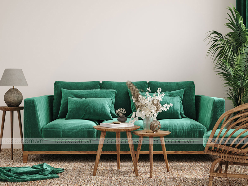 Sofa màu xanh lá tượng trưng cho một sức sống dồi dào