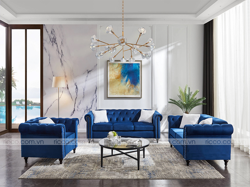 Sofa màu xanh dương